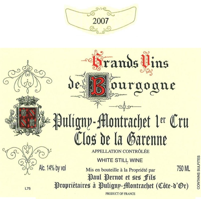 Paul Pernot Puligny-Montrachet Clos de la Garenne Premier Cru 2007 Front Label
