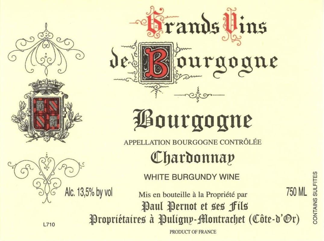 Paul Pernot Grand Vins de Bourgogne Chardonnay 2013 Front Label
