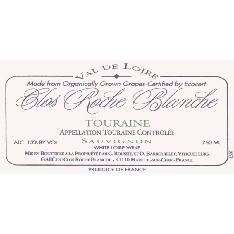 Clos Roche Blanche Touraine Sauvignon Blanc 2010 Front Label