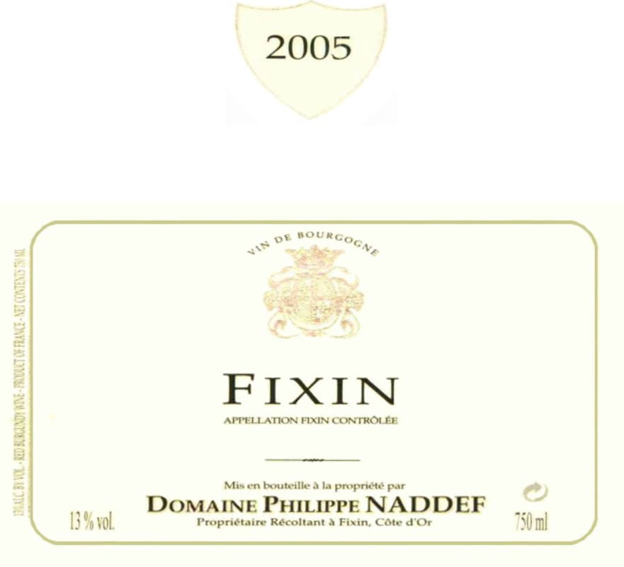 Philippe Naddef Fixin 2005 Front Label