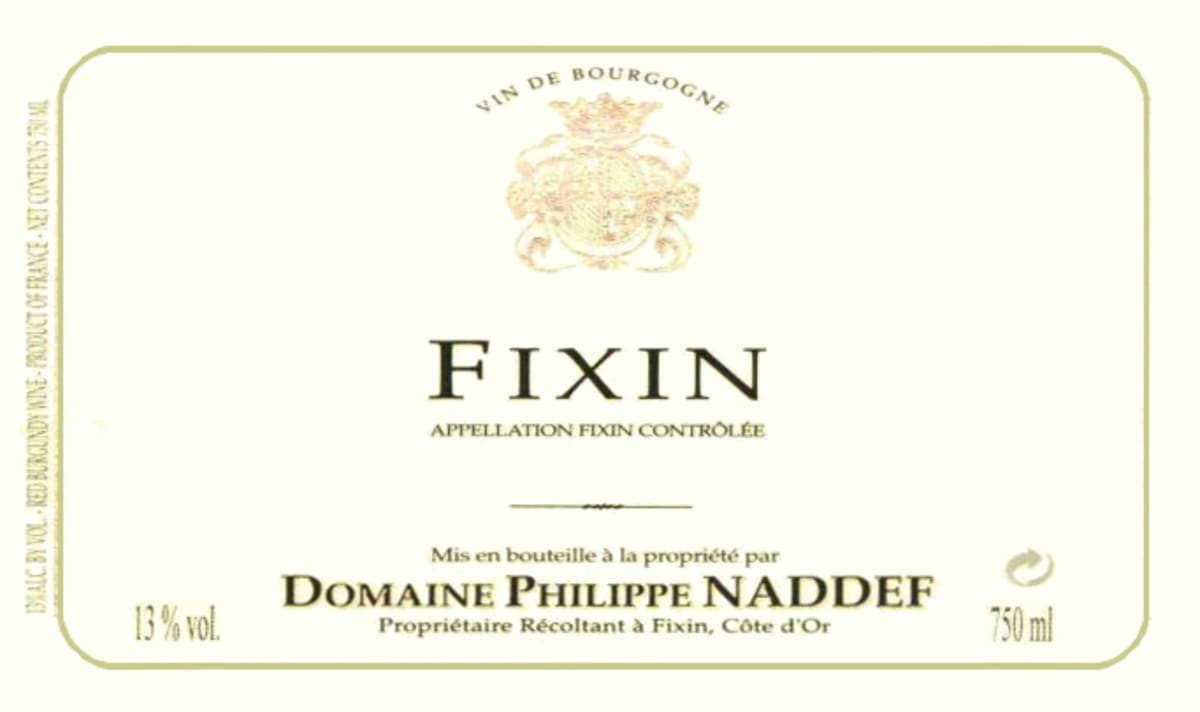 Philippe Naddef Fixin 2012 Front Label