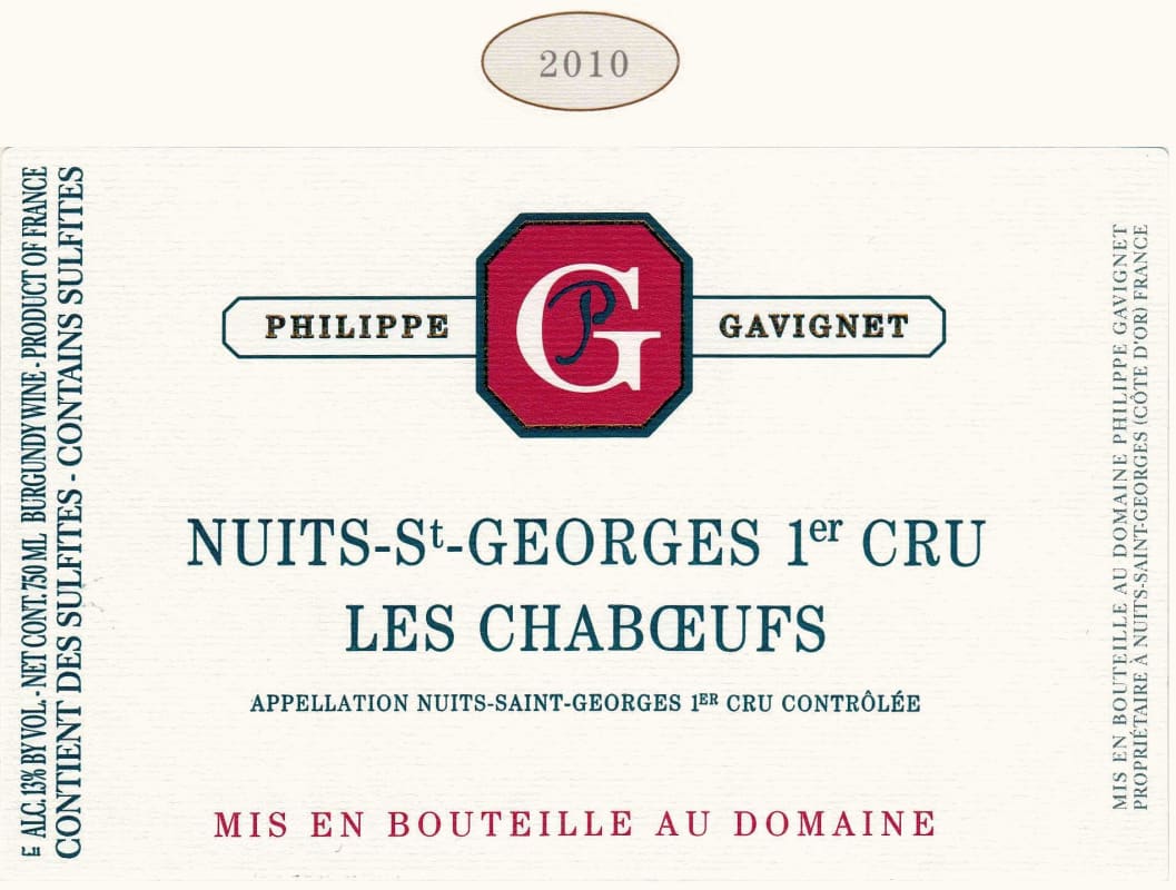 Philippe Gavignet Nuits-St-Georges Les Chaboeufs 2010 Front Label
