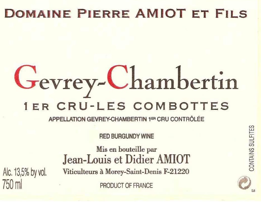 Domaine Pierre Amiot Gevrey-Chambertin Les Combottes Premier Cru 2005 Front Label