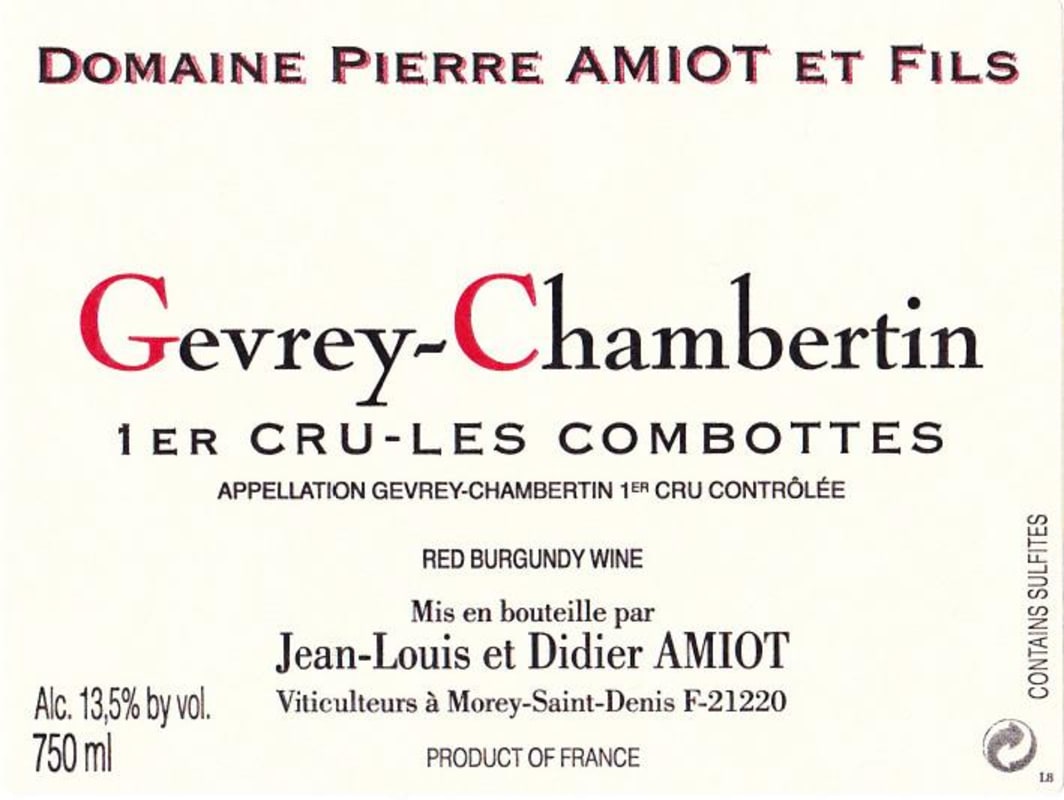 Domaine Pierre Amiot Gevrey-Chambertin Les Combottes Premier Cru 2011 Front Label