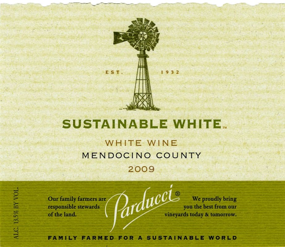 Parducci Sustainable White 2009 Front Label