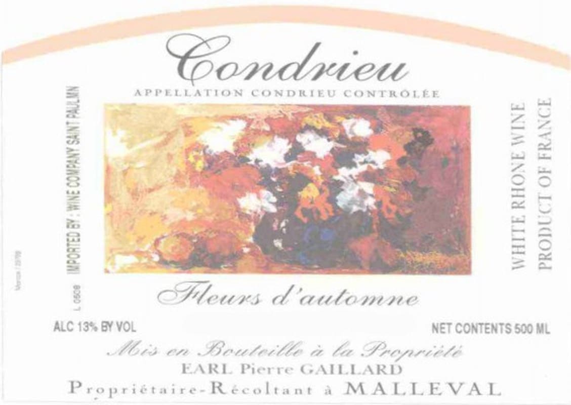 Pierre Gaillard Condrieu Fleurs d'Automne 2015 Front Label