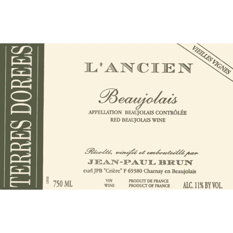 Jean-Paul Brun Domaine des Terres Dorees Beaujolais L'Ancien Vieilles Vignes 2009 Front Label