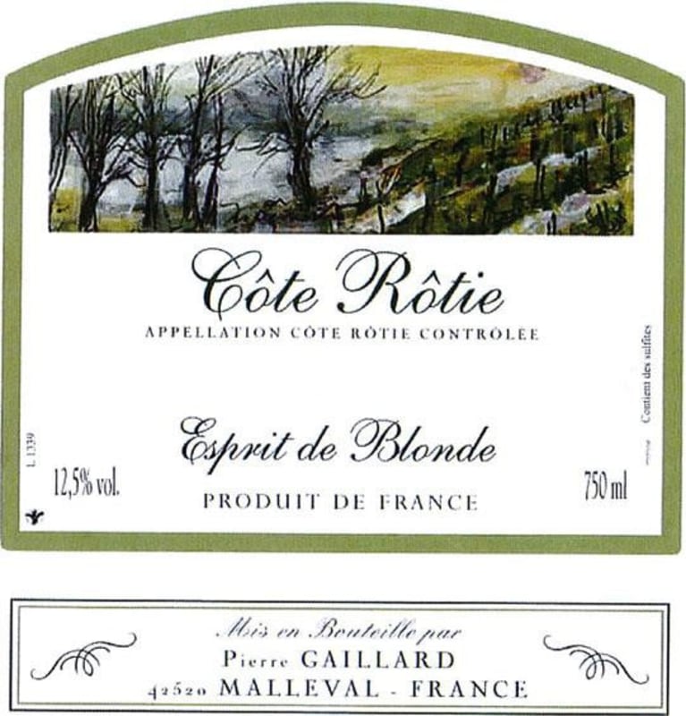 Pierre Gaillard Cote Rotie Esprit de Blonde 2014 Front Label