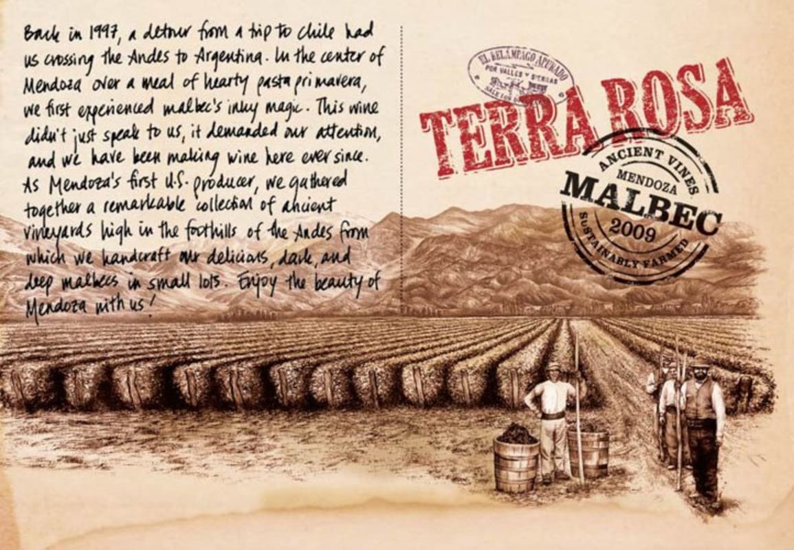 Tierra Divina Terra Rosa Malbec 2009 Front Label