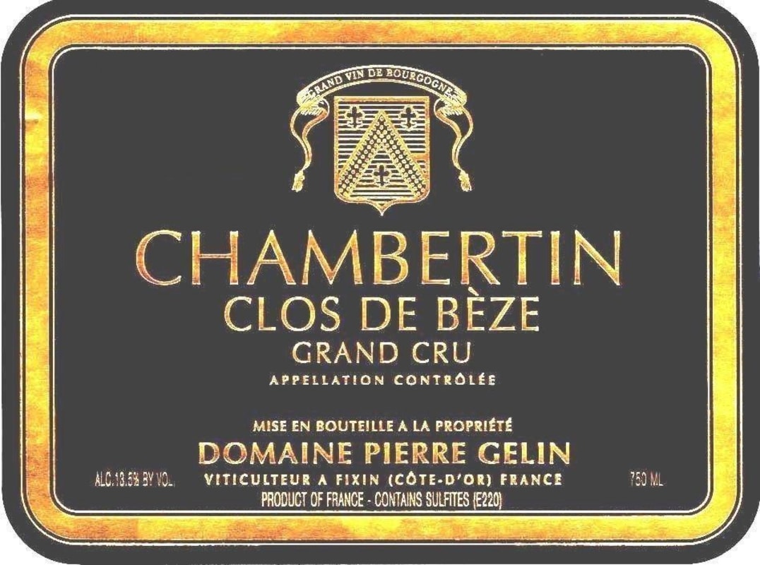 Pierre Gelin Chambertin Clos De Beze Grand Cru 2009 Front Label