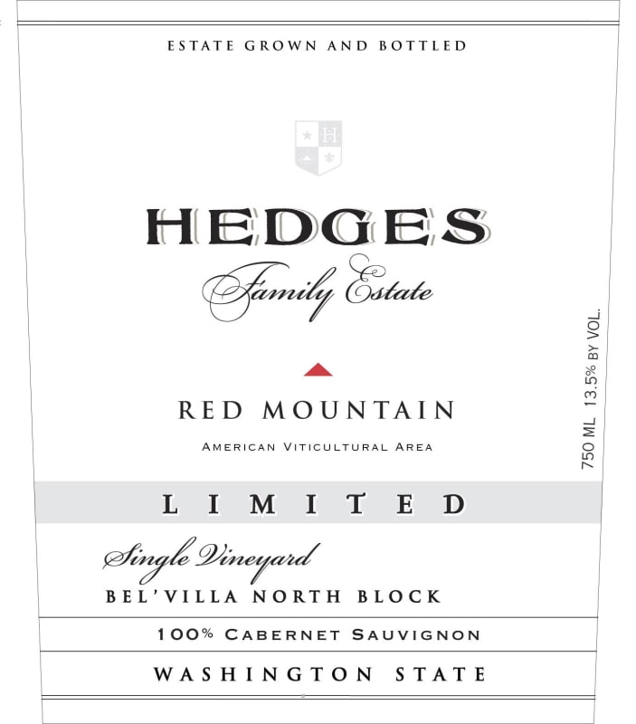 Hedges Family Estate Bel'Villa Vineyard North Block Cabernet Sauvignon 2007 Front Label