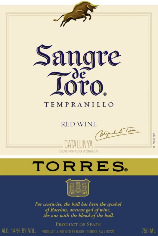 Torres Sangre de Toro Tempranillo 2010 Front Label
