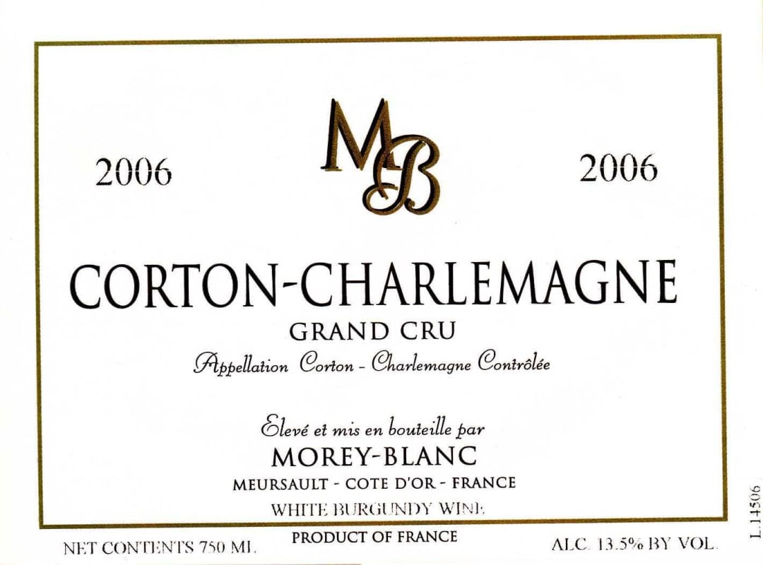 Morey-Blanc Corton-Charlemagne Grand Cru 2006 Front Label