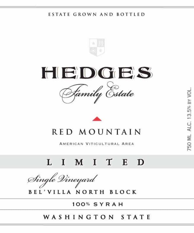 Hedges Family Estate Bel'Villa Vineyard North Block Syrah 2005 Front Label