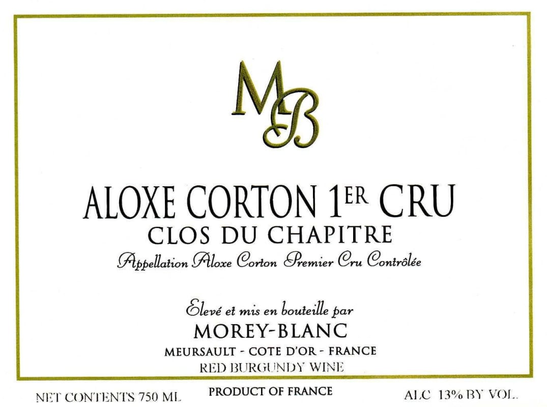 Morey-Blanc Aloxe Corton Clos Du Chapitre Premier Cru 2013 Front Label