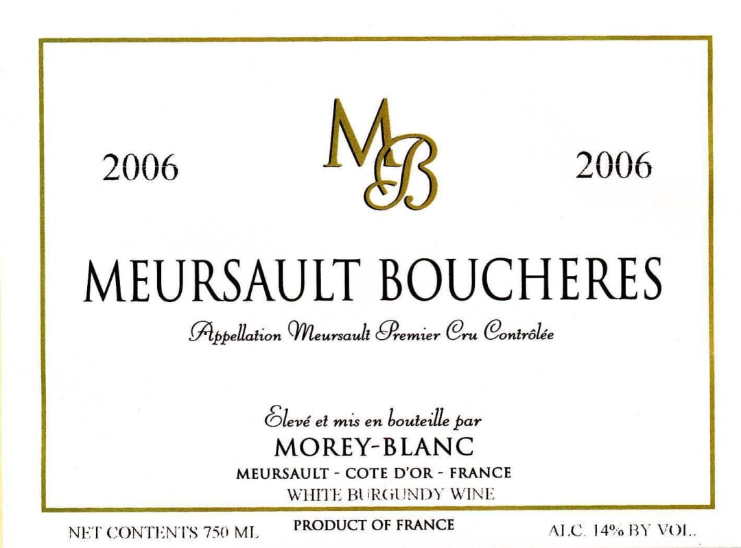 Morey-Blanc Meursault Boucheres 2006 Front Label