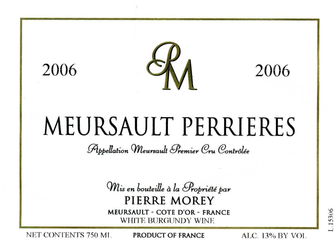 Domaine Pierre Morey Mersault Perrieres Premier Cru 2006 Front Label