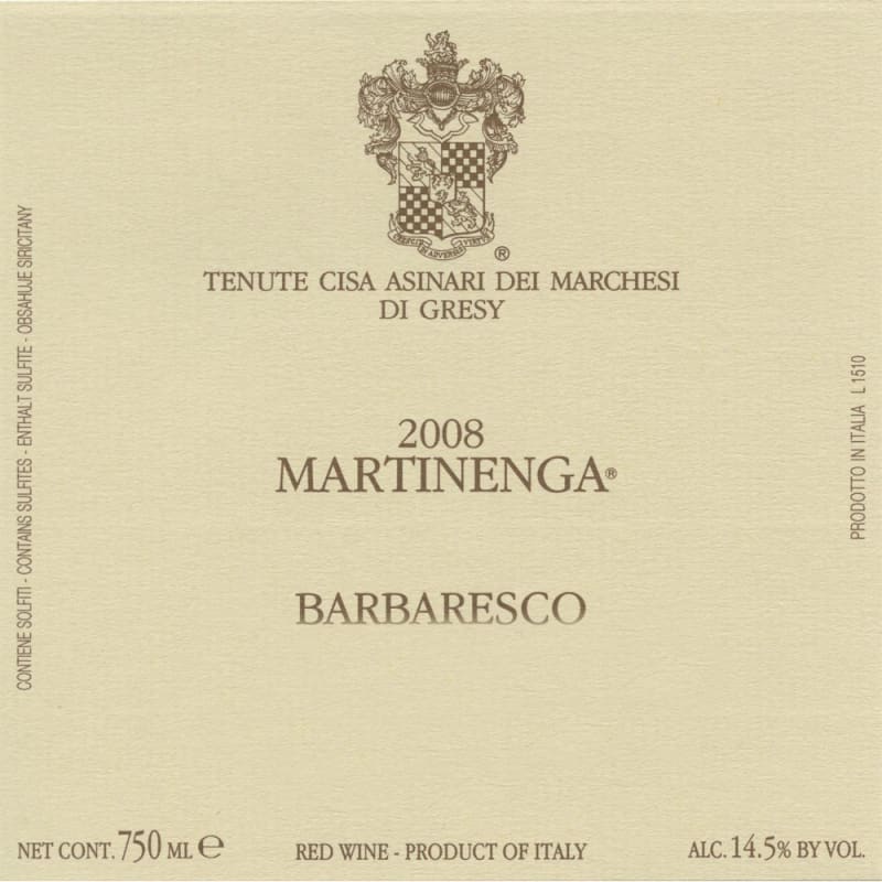 Marchesi di Gresy Barbaresco Martinenga 2008 Front Label
