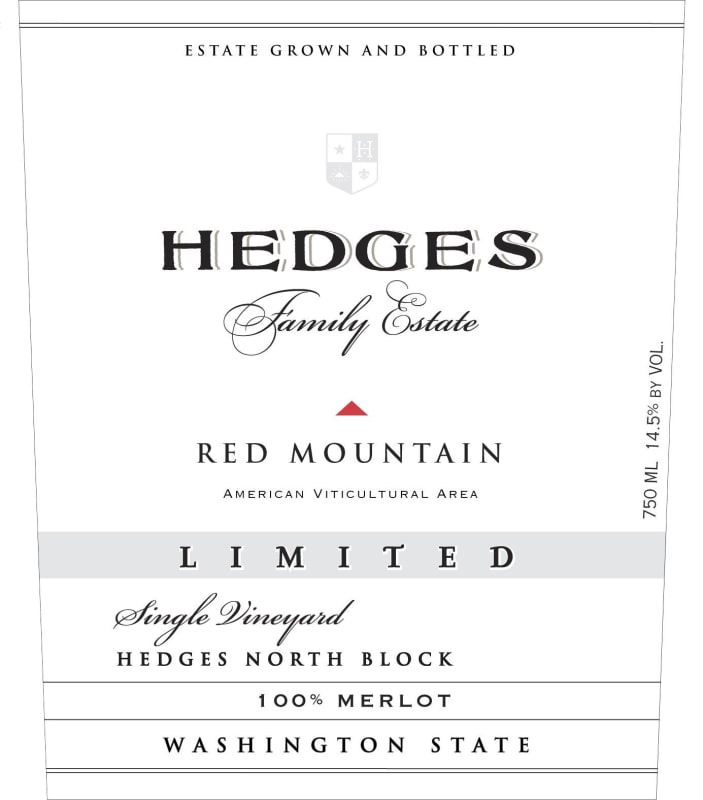 Hedges Family Estate Hedges Vineyard North Block Merlot 2010 Front Label