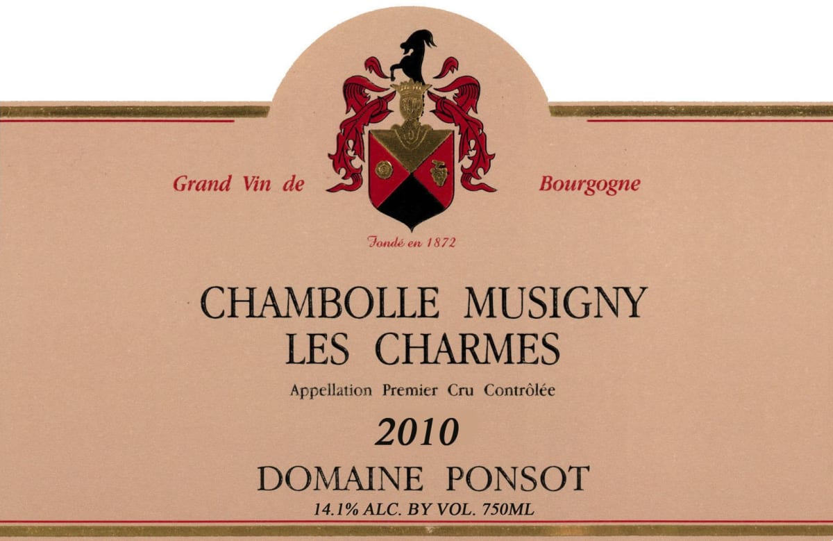 Domaine Ponsot Chambolle Musigny Les Charmes 2010 Front Label