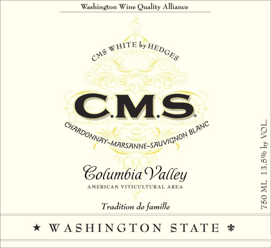 Hedges Family Estate C.M.S. White 2012 Front Label