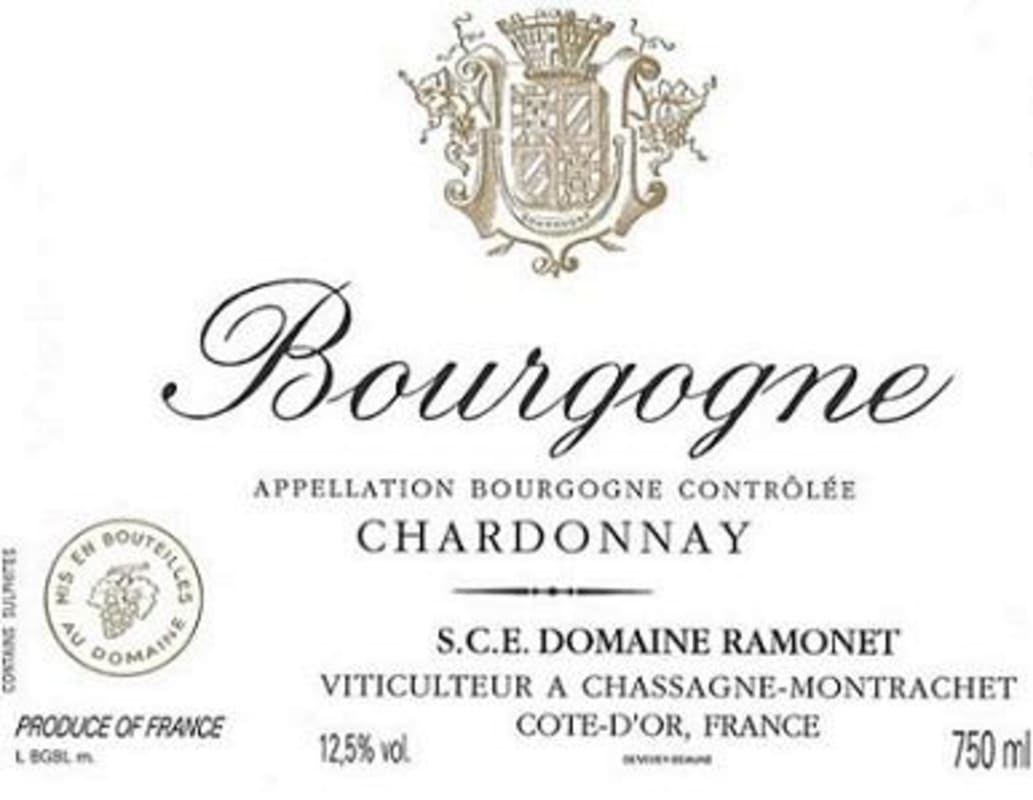 Domaine Jean-Claude Ramonet Bourgogne Chardonnay 2012 Front Label