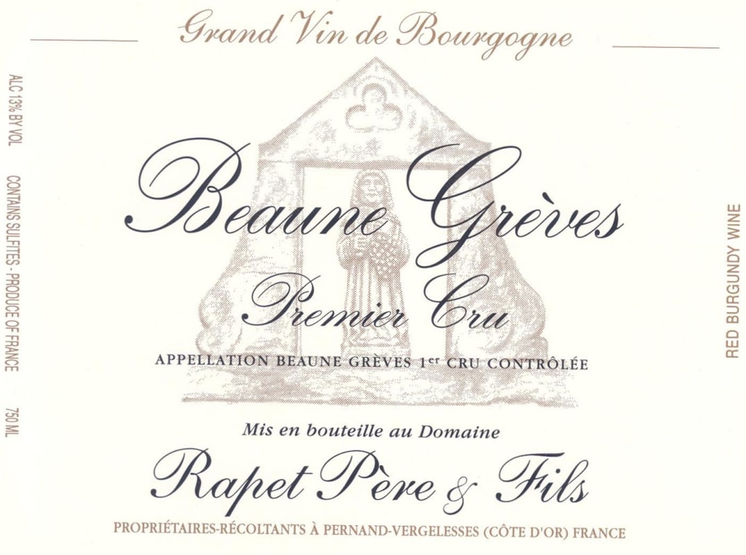 Rapet Pere & Fils Beaune Premier Cru Les Greves 2013 Front Label