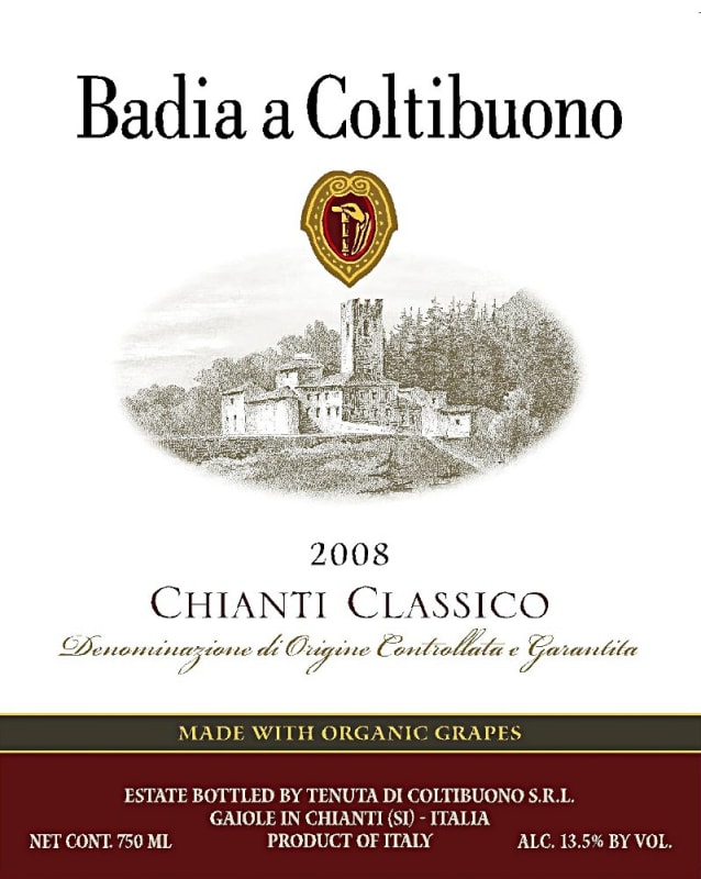 Badia a Coltibuono Chianti Classico (375ML half-bottle) 2008 Front Label
