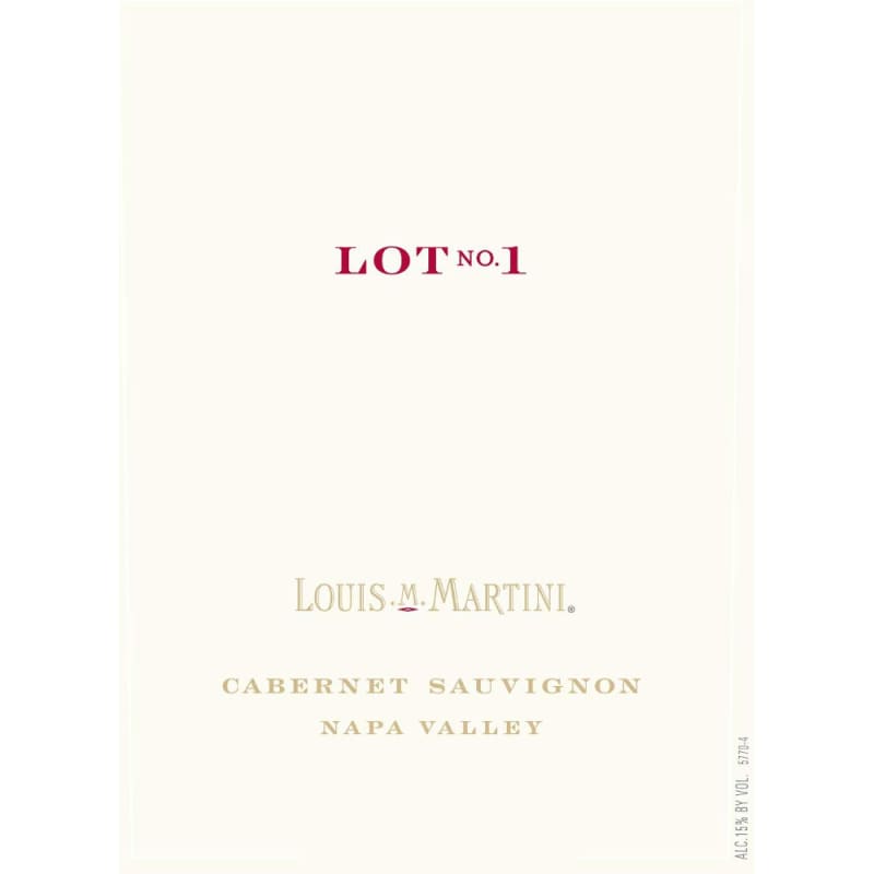 Louis Martini Lot 1 Cabernet Sauvignon 2008 Front Label
