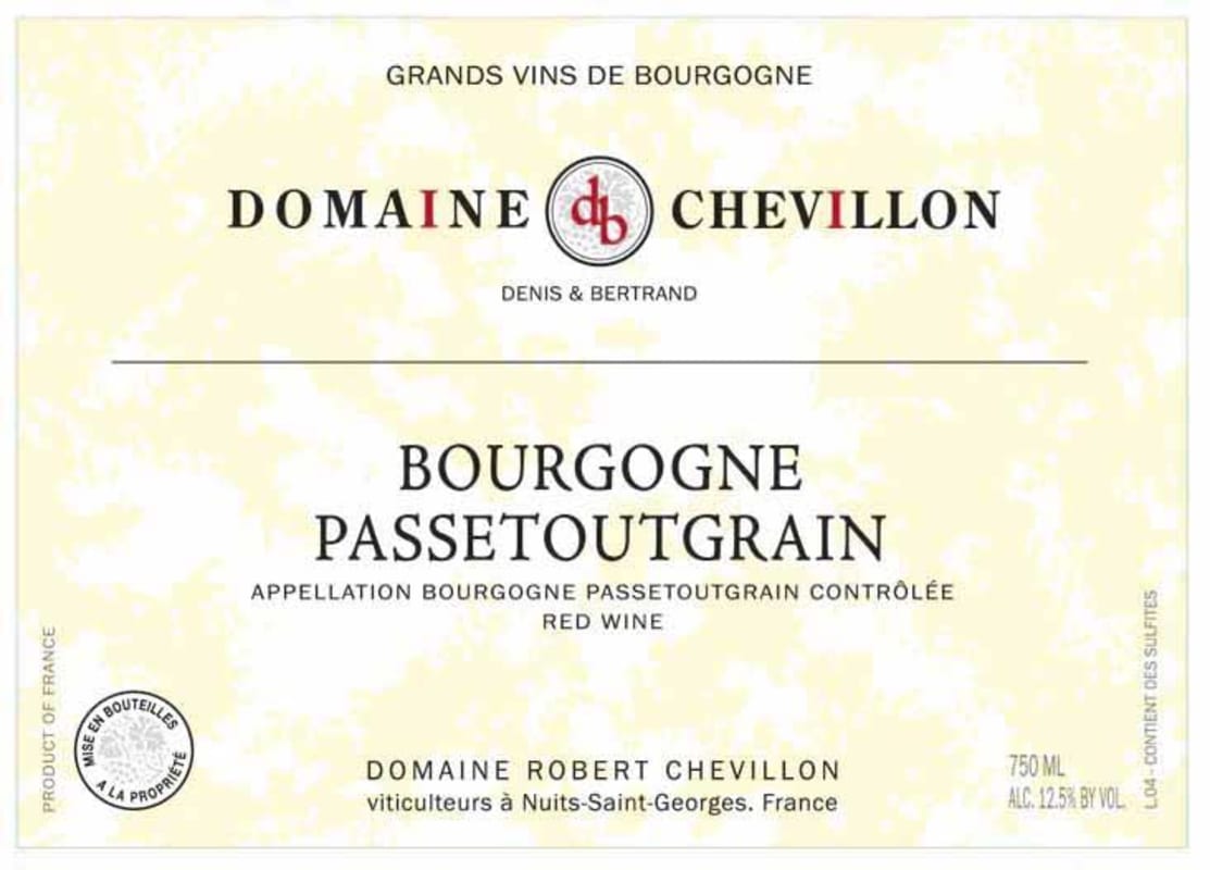 Domaine Robert Chevillon Bourgogne Passetoutgrain 2013 Front Label