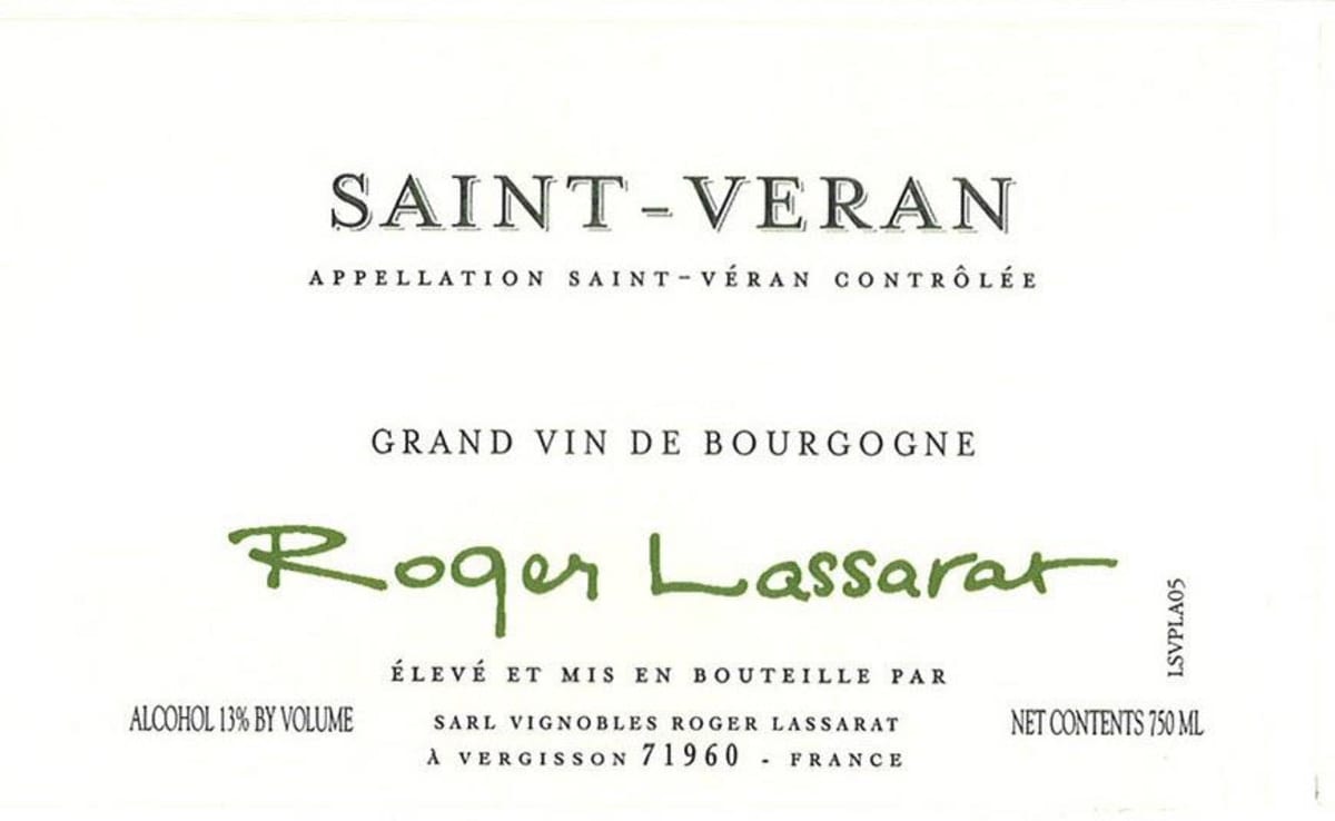 Roger Lassarat Saint-Veran Blanc 2012 Front Label