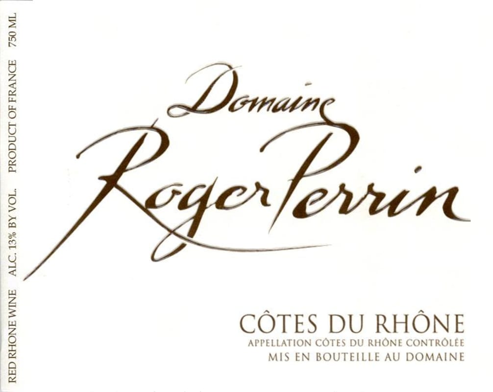 Roger Perrin Cotes du Rhone 2013 Front Label