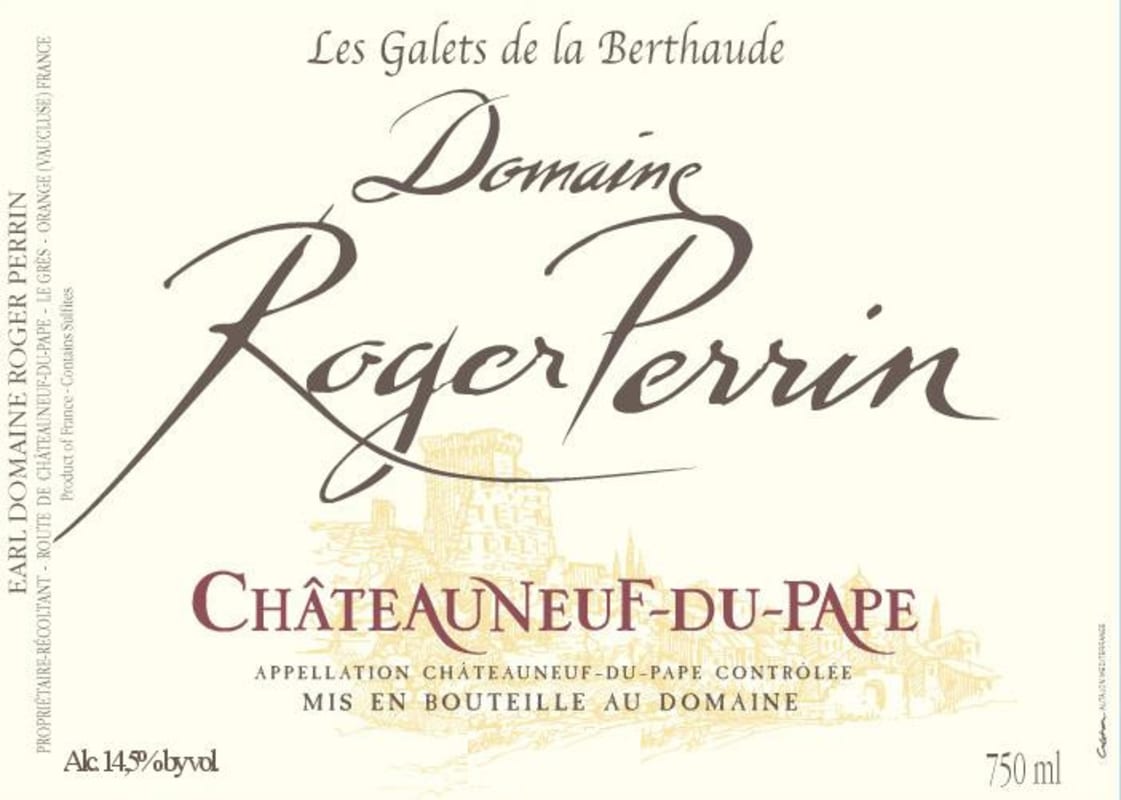 Roger Perrin Chateauneuf-du-Pape Les Galets de la Berthaude 2015 Front Label
