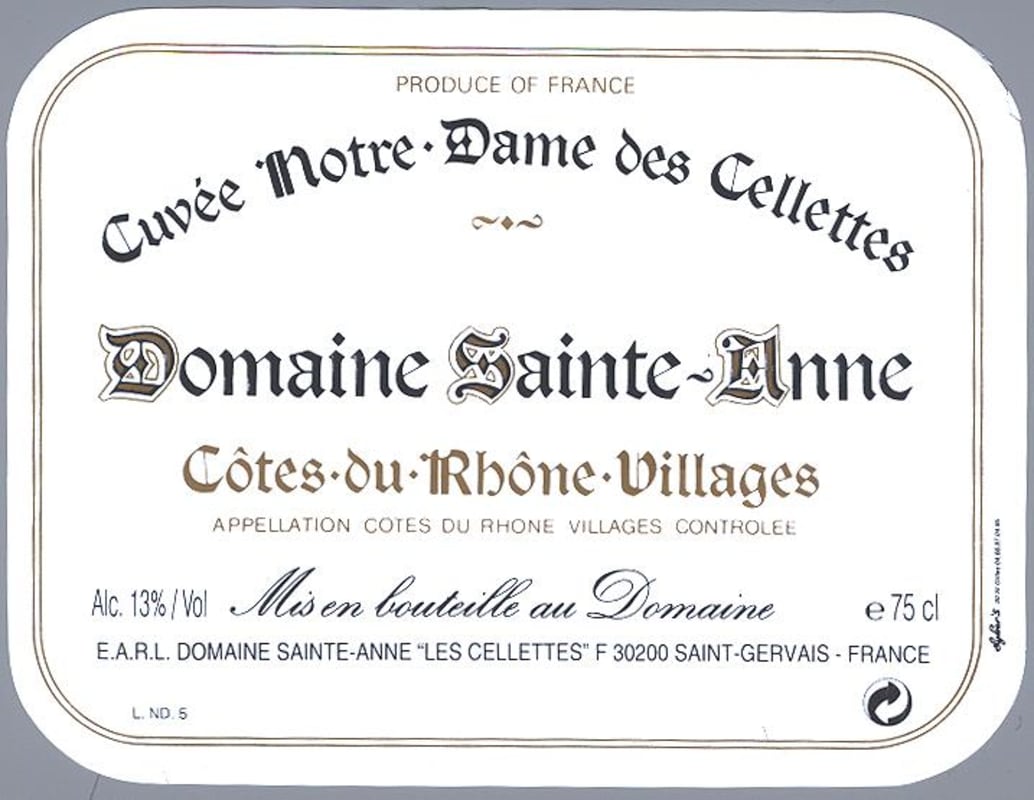 Dom. Sainte-Anne Notre Dame des Celletes 2010 Front Label