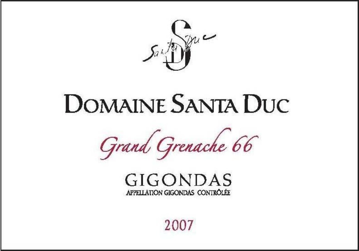 Domaine Santa Duc Grand Grenache 66 Gigondas 2007 Front Label