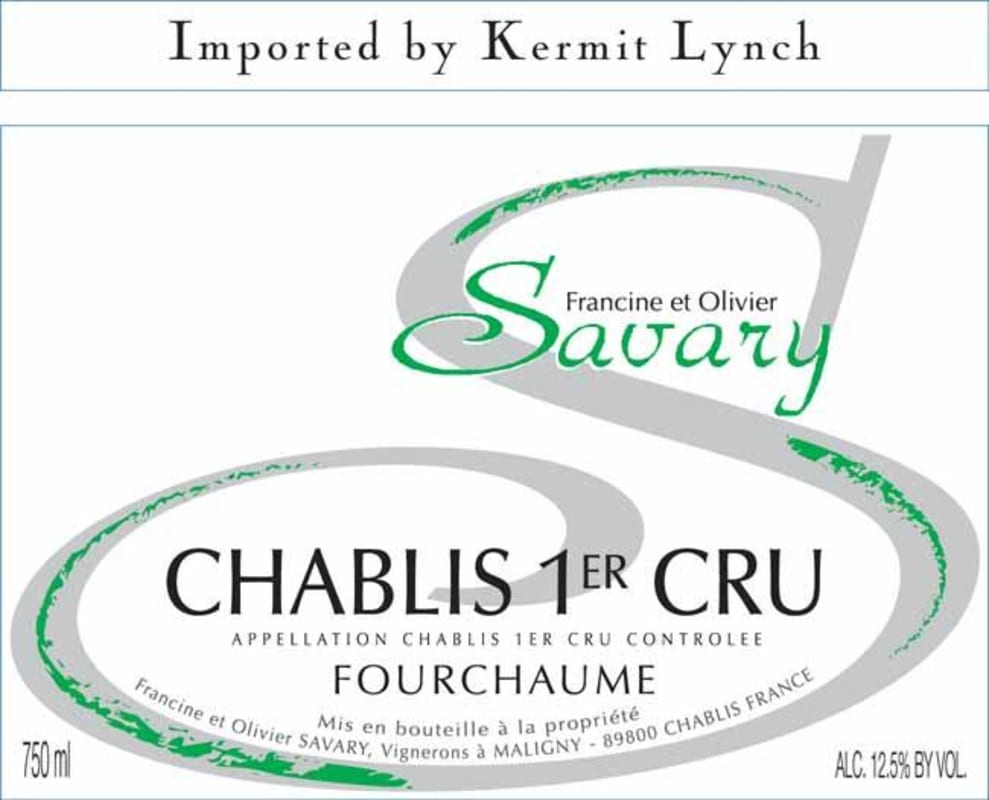 Famille Savary Chablis Fourchaume Premier Cru 2012 Front Label