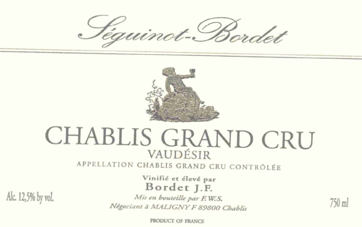 Domaine Seguinot-Bordet Chablis Grand Cru Vaudesir 2007 Front Label