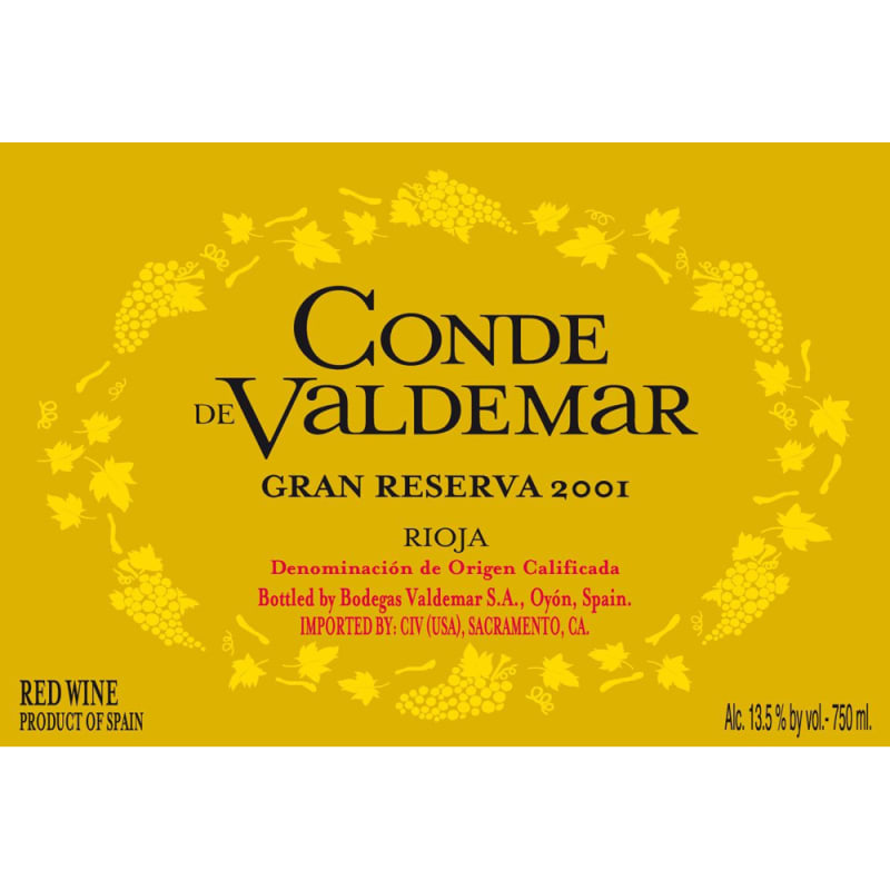 Bodegas Valdemar Conde de Valdemar Gran Reserva 2004 Front Label