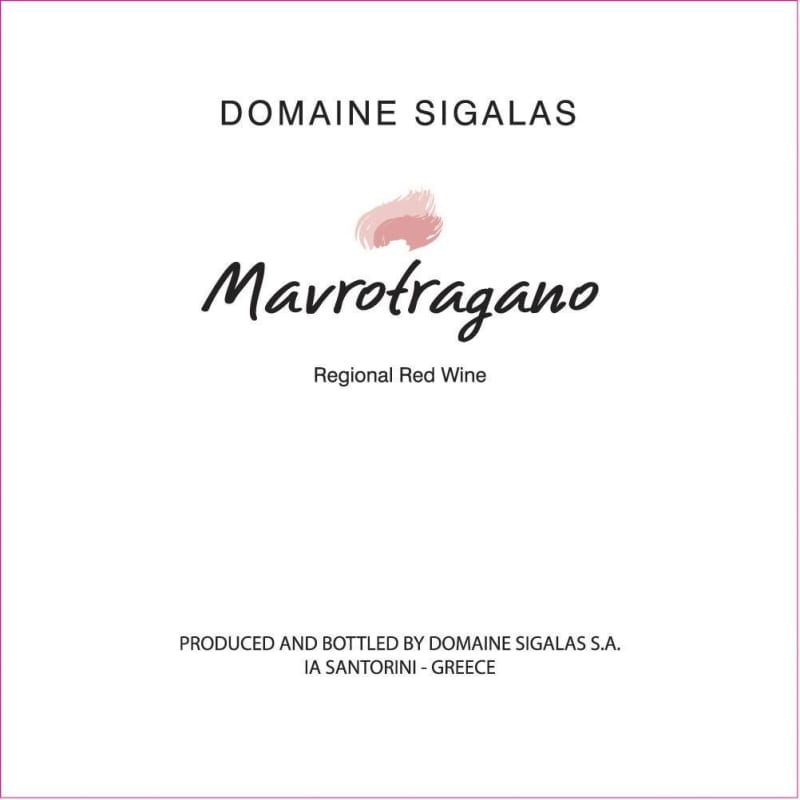 Sigalas Mavrotragano 2014 Front Label