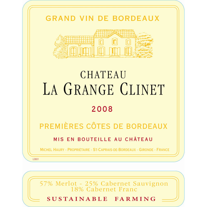 Chateau La Grange Clinet Bordeaux Superiore 2008 Front Label