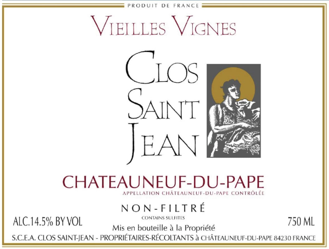 Clos Saint Jean Chateauneuf-Du-Pape Vieilles Vignes 2009 Front Label