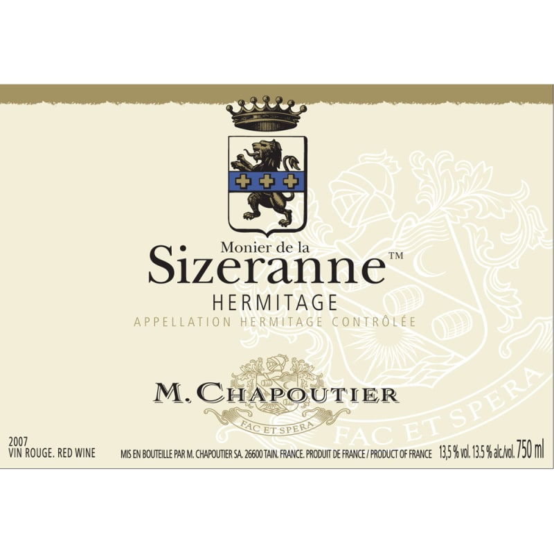 M. Chapoutier Hermitage Monier de la Sizeranne 2007 Front Label