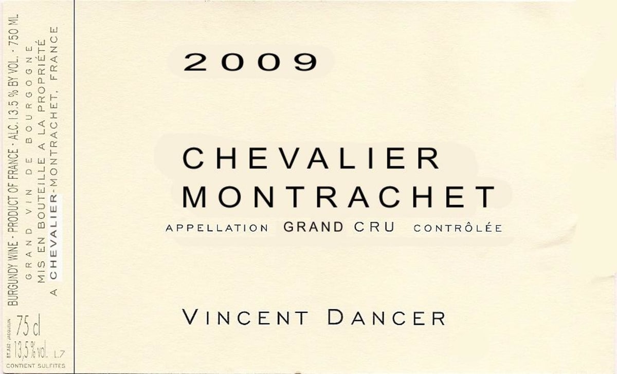 Vincent Dancer Chevalier Montrachet Grand Cru 2009 Front Label