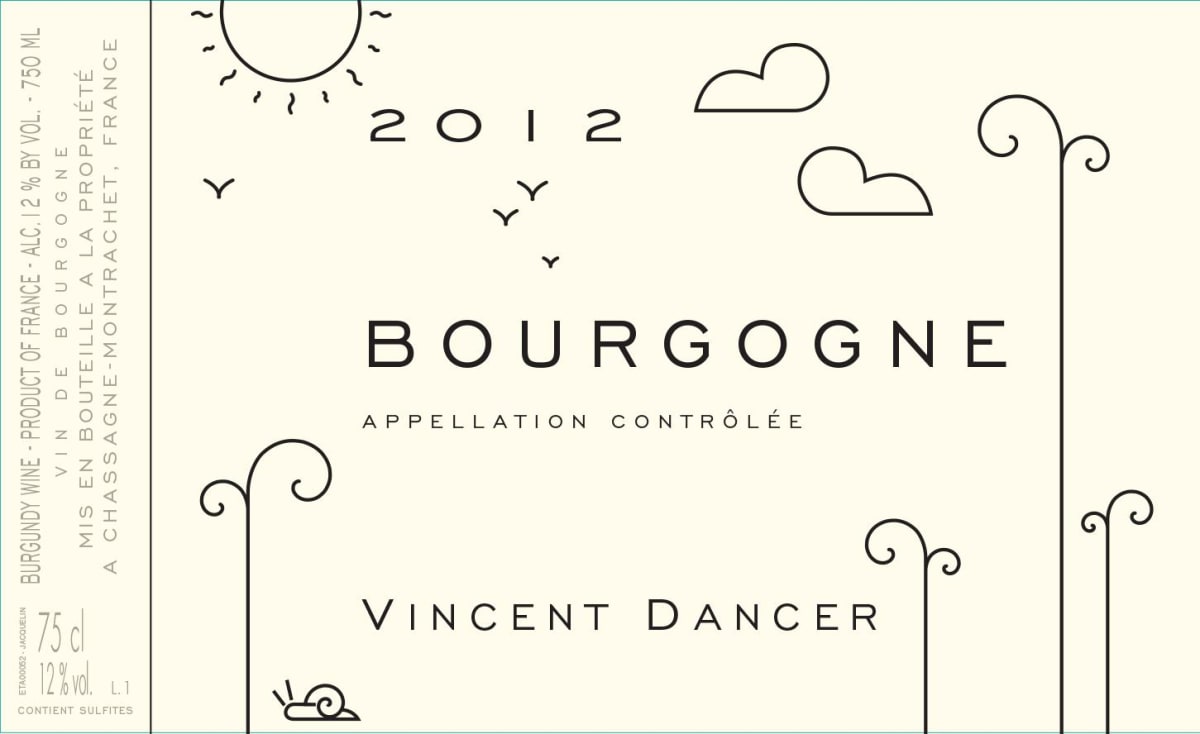 Vincent Dancer Bourgogne Blanc 2012 Front Label