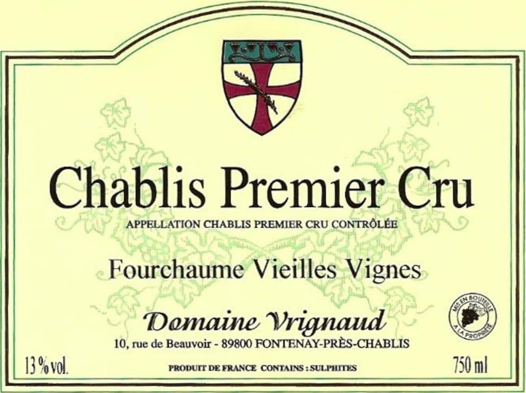 Domaine Vrignaud Chablis Fourchaume Vieilles Vignes Premier Cru 2012 Front Label