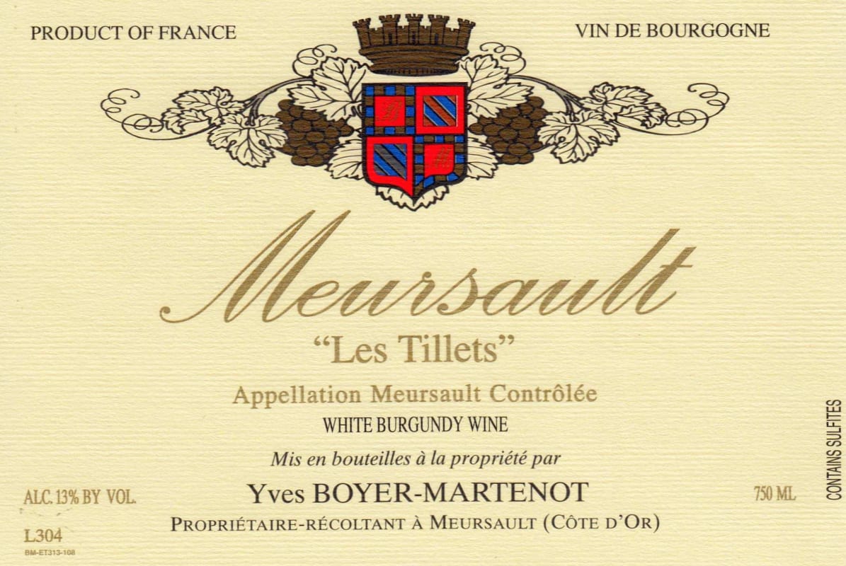 Boyer-Martenot Meursault Les Tillets 2012 Front Label