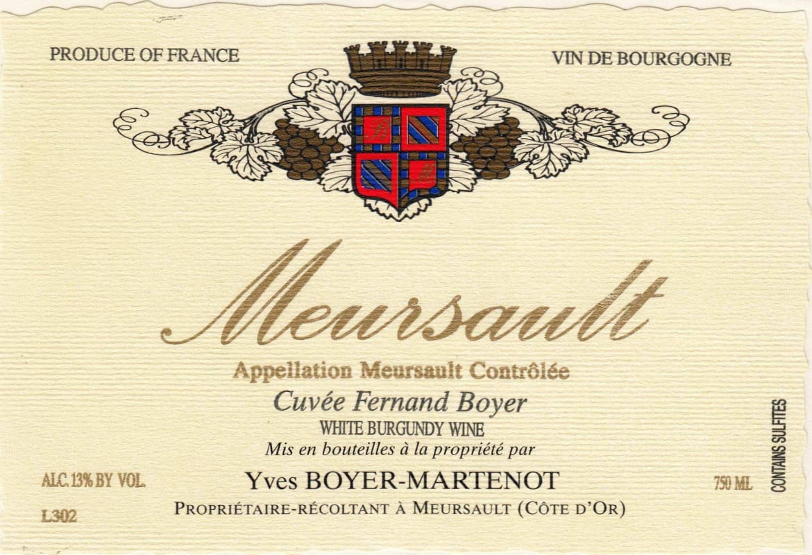 Boyer-Martenot Meursault Cuvee Fernand Boyer 2014 Front Label