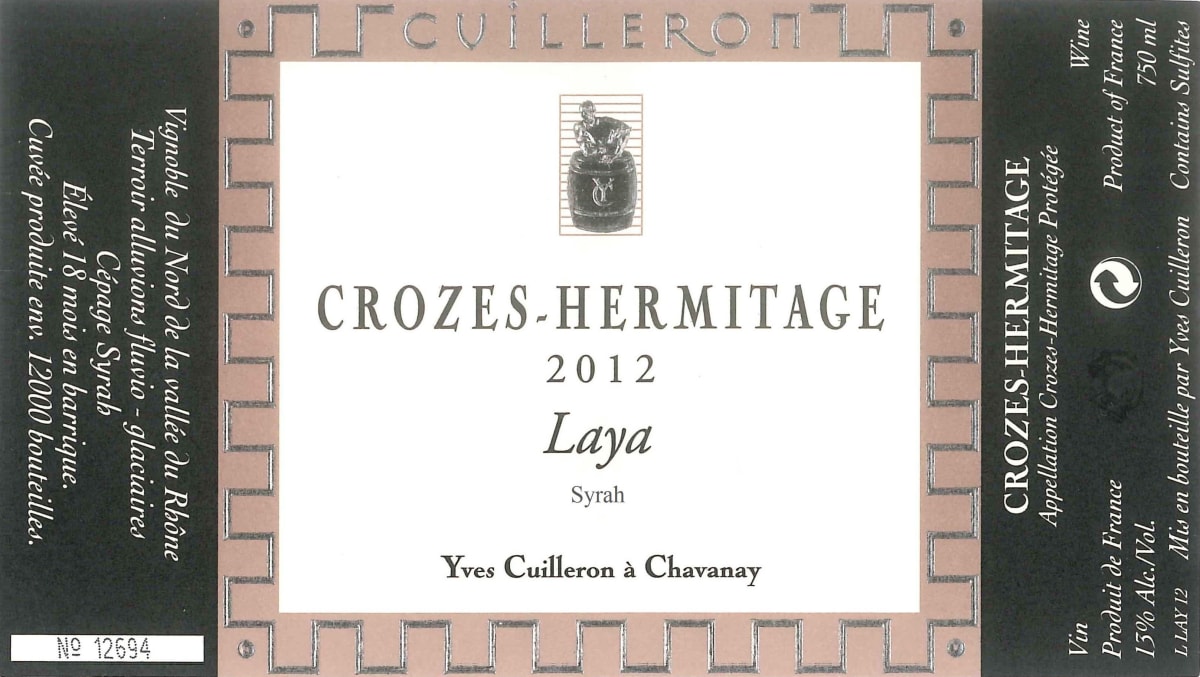 Yves Cuilleron Crozes-Hermitage Laya 2012 Front Label
