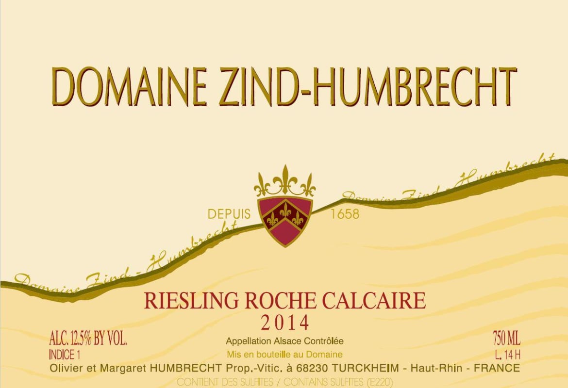 Zind-Humbrecht Calcaire Riesling 2014 Front Label