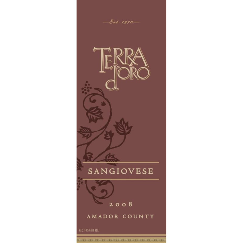 Terra d'Oro Sangiovese 2008 Front Label